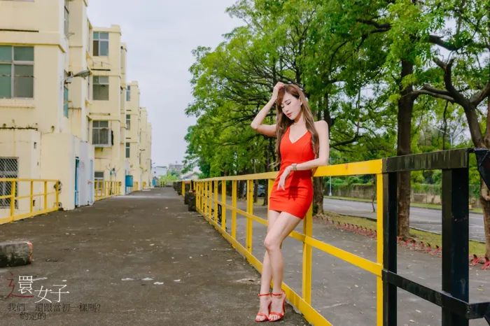 [Mzsock] NO.047 Abby red dress short skirt high heels beautiful legs outdoor shot street photography#[106P]-81